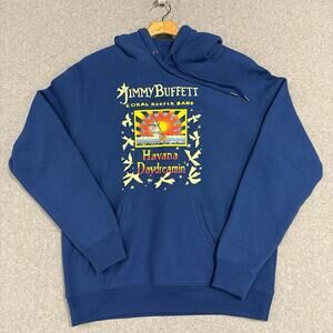 Jimmy Buffett Havana Daydreamin Tour 1997 Heavyweight Fleece Hoodie Blue Medium